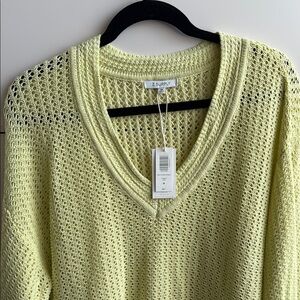 Z Supply Yellow V-Neck Sweater with Textured Knit